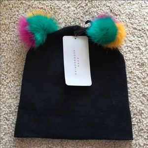 ZARA Beanie Hat With Pompoms
